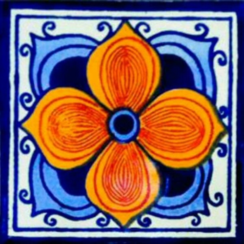 Blue Pottery Handprinted Tile