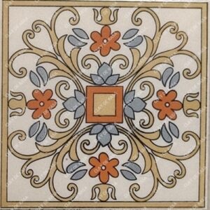 Beige Brown Blue Moroccan Screen Printed Tile ST1004