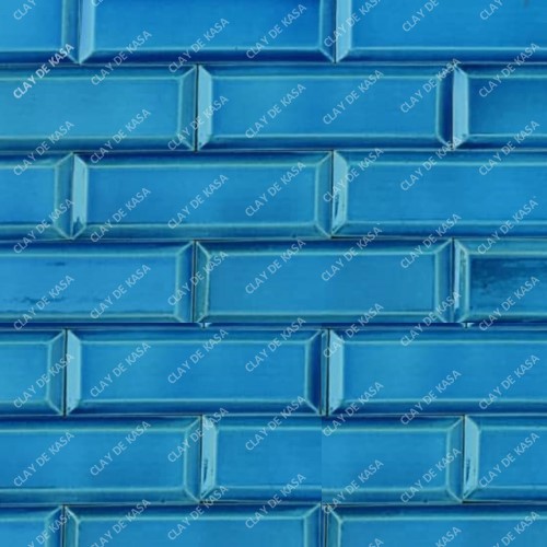 Beveled Moroccan Blue Handmade Subway Tile