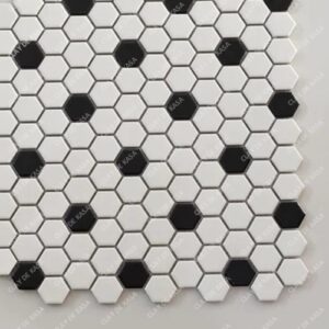 Black and White Small Hexagon Decorative Mosaic Tile