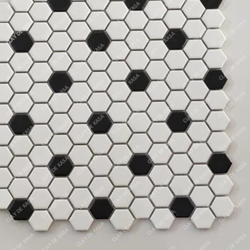 Black and White Small Hexagon Decorative Mosaic Tile