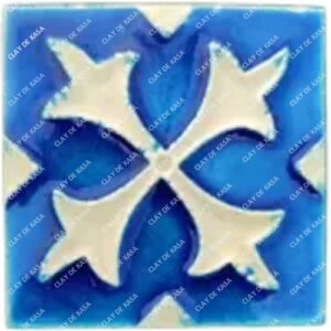 Blue White Color Glazed Embossed Handmade Tile