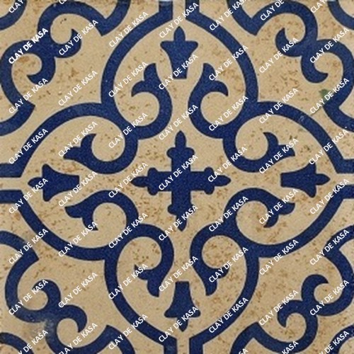 Brown Blue Classic European Screen Printed Tile ST1010