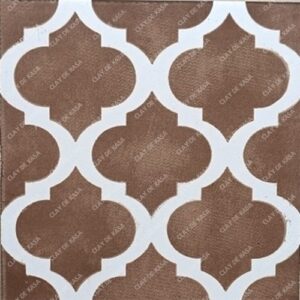 Brown White Arabesque Shape Screen Printed Tile ST1011