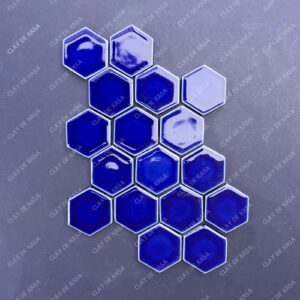 Cobalt Blue Hexagon Small Size Ceramic Handmade Tile