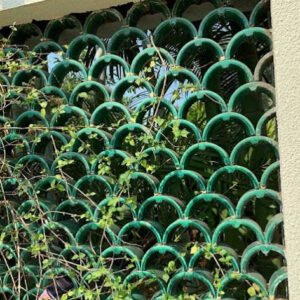 Dark Green C Shape Ceramic Glazed Handmade Jali