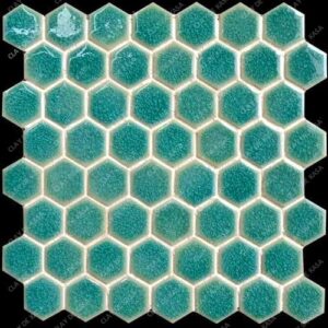 Emerald Green Small Hexagon Ceramic Handmade Tile