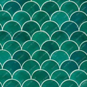 Fish Scale Turquoise Green  Ceramic Handmade Tile