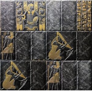 Golden on Black Egyptian Mural Handmade Resin Tile