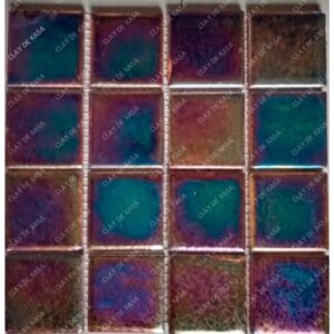 Iridescent Black Square Plain Ceramic Handmade Tile