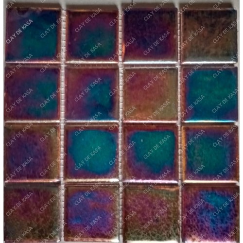Iridescent Black Square Plain Ceramic Handmade Tile