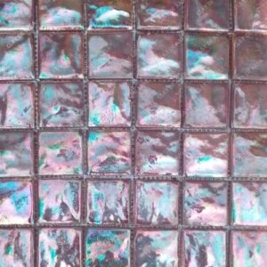 Iridescent White Square Stone Textured Ceramic Handmade Tile