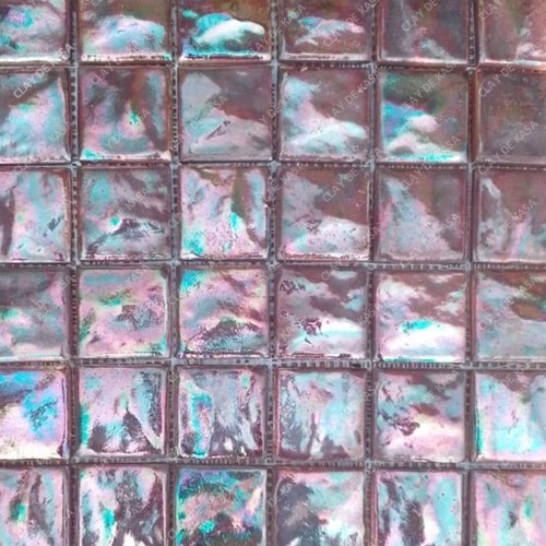 Iridescent White Square Stone Textured Ceramic Handmade Tile