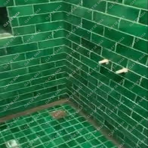 Leaf Green Subway Handmade Tile Bathroom