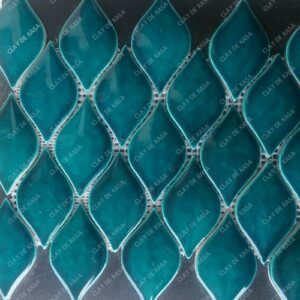 Light Spanish Green Droplet Ceramic Handmade Tile