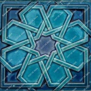 Moroccan Blue Color Glazed Embossed Handmade Tile