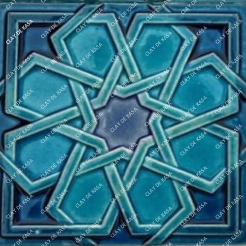 Moroccan Blue Color Glazed Embossed Handmade Tile
