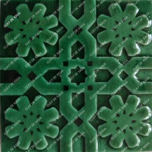 Moroccan Green Color Glazed Embossed Handmade Tile