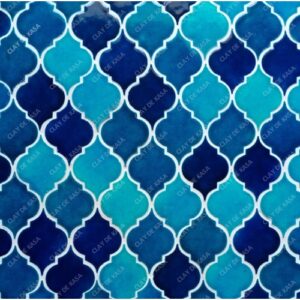 Multi Colored Arabesque Small Ceramic Handmade Tile