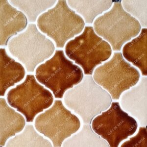 Multi Colored Beige Brown Arabesque Handmade Mosaic Tile