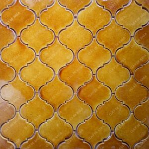Mustard Yellow Arabesque Shape Ceramic Handmade Tile