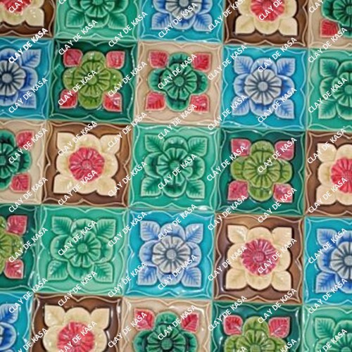 Random Mix Embossed Glazed Handmade Tile