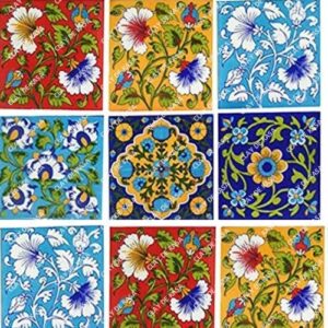 Random Mix Handmade Blue Pottery Tile
