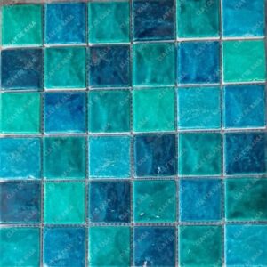 Random Mix Turquoise Blue Green Light Dark Stone Textured  Ceramic Handmade Tile