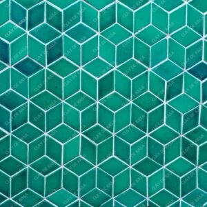 Rhombus Shape Small Size Turquoise Green Ceramic Handmade Tile