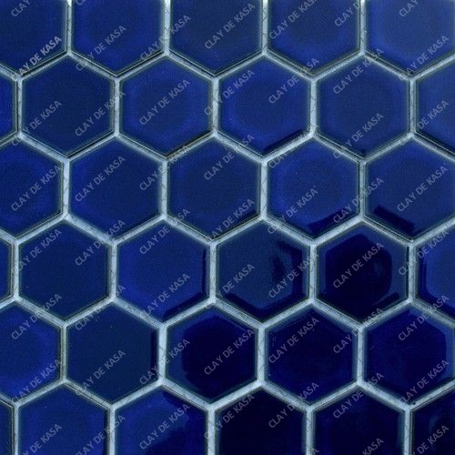 Royal Blue Large Hexagon Ceramic Handmade Tile