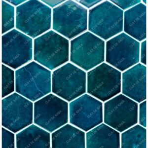 Spanish Dark Blue Large Hexagon  Ceramic Handmade Tile