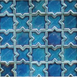 Star Cross 3D Turquoise Dark Blue Ceramic Handmade Tile