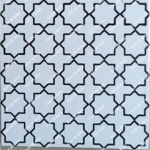 Star Cross Black White Screen Printed Tile ST1014