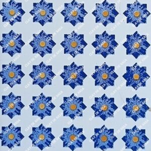 Star Cross Blue White Screen Printed Tile ST1015